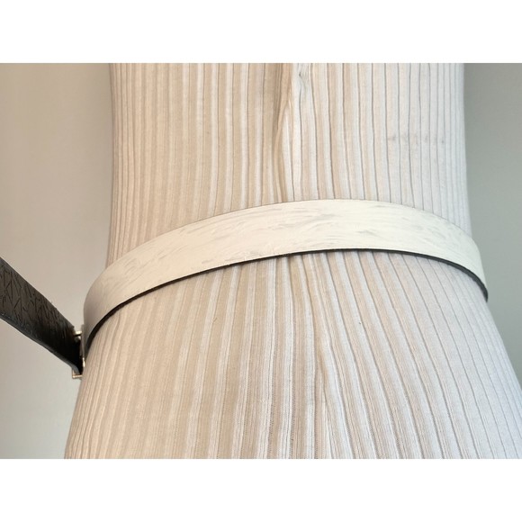 Calvin Klein Belt Reversable Fashion Black Logo Tooled White Brush Stroke Print - Picture 6 of 16